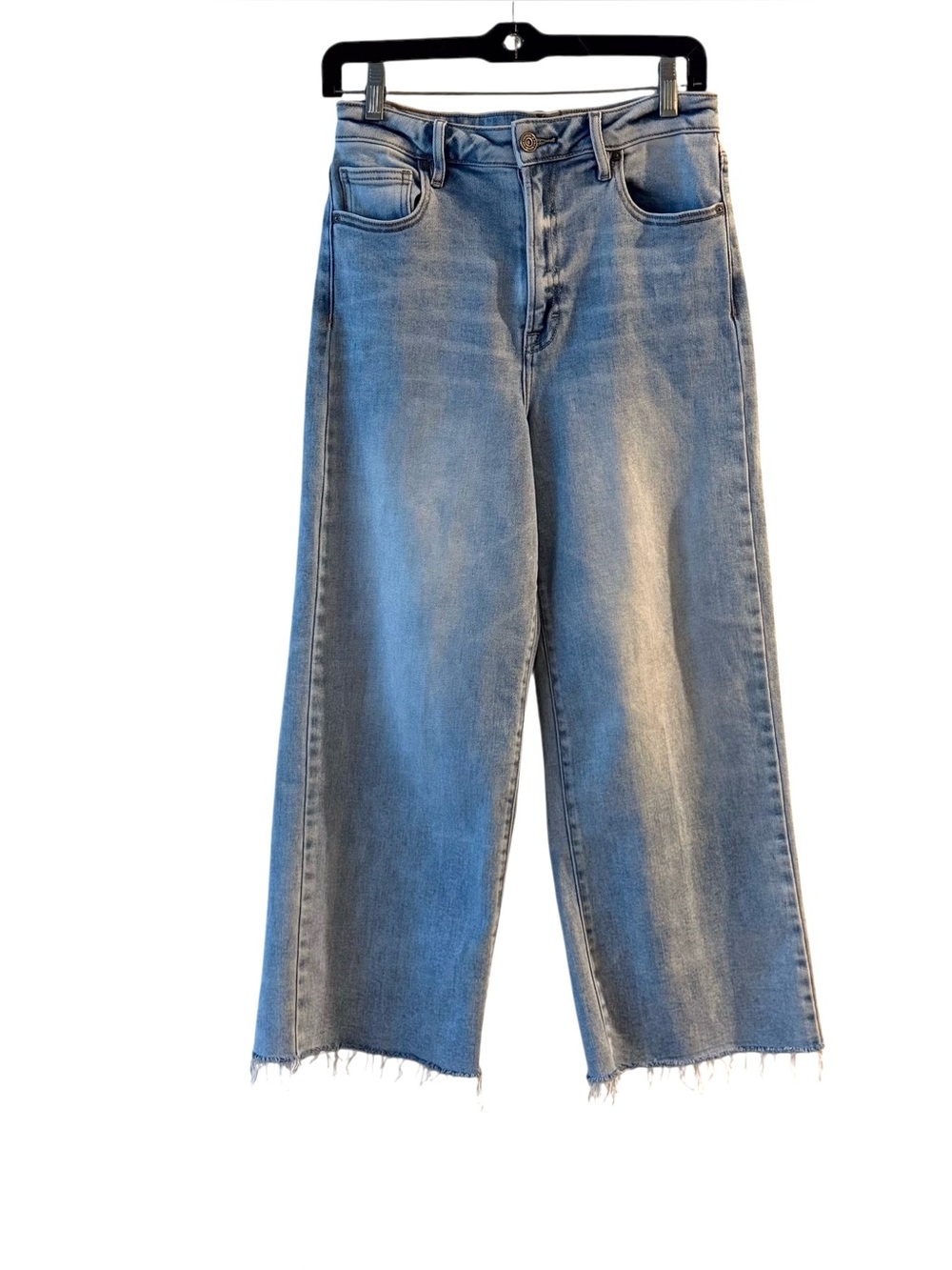 Hidden Nori Jeans 28 High Rise Straight Wide Leg Cropped Raw Hem Light Wash